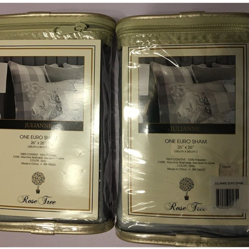 NEW - Lot of 2 ROSE TREE Euro Shams Julianne Polyester Grey MSRP $180 - Picture 4 of 7